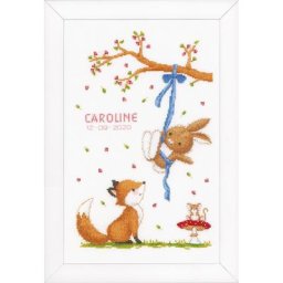 Tableau à broder ""renard et lapin"", 24 x 36 cm
