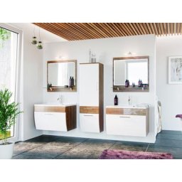 Ensemble double de meuble de salle de bain Paloma Noyer-Blanc 7-pièces