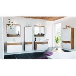 Ensemble double de meuble de salle de bain Paloma Noyer-Blanc 8-pièces