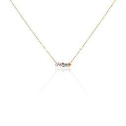 Collier Ikaia Plaqué Or Jaune Aqua Marine Synthétique Oxyde