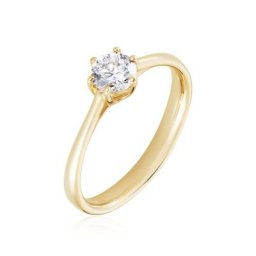 Bague Solitaire Plaqué Or Jaune Eulia Oxyde De Zirconium