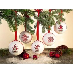 Kit broderie ""boules de Noël, lutins"", 5 pièces