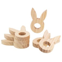 Coquetiers ""lapin"" en bois, 6 pièces