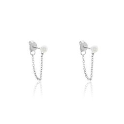 Boucles D'oreilles Pendantes Argent Blanc Leent Perles De Culture