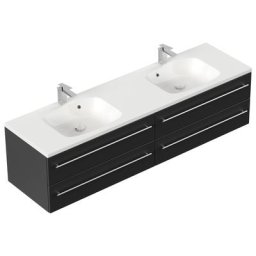 Meuble de salle de bain Colossos 180 Noir aspect satiné