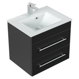 Meuble salle de bain VITRO vasque en verre SoftClose noir satiné