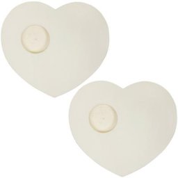 Bougeoir bougie chauffe-plat ""cœur"" en bois, 15,5 cm, 2 pièces