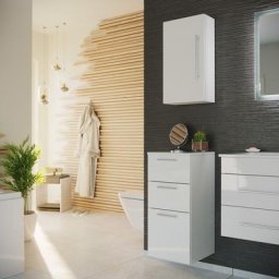 Ensemble de colonne- Meuble bas 75 cm et Meuble haut 62 cm blanc brillant