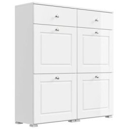 Meuble à chaussures Cottage 4 abattants pour 16 paires Blanc-blanc brillant