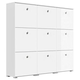 Meuble à chaussures XL Comfort pour 36 paires Blanc-blanc brillant