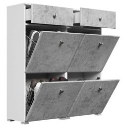 Meuble à chaussures Comfort 4 abattants pour 16 paires Blanc-béton