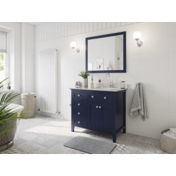 Ensemble meubles SDB cottage 2pcs POSTIGO 100 D quartz Carrara monté laqué bleu