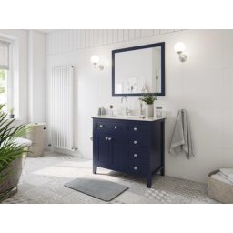 Ensemble meubles SDB cottage 2pcs POSTIGO 100 G quartz Carrara monté laqué bleu