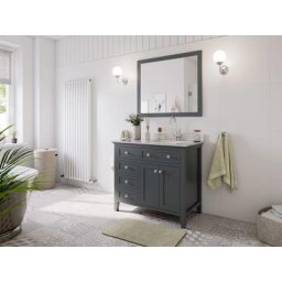 Ensemble meubles SDB cottage 2pcs POSTIGO 100 D quartz Carrara monté laqué gris