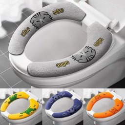 Housse de siège de toilette universelle 1 paire doux adhésif motif dessin animé lavable