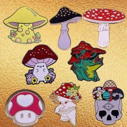 Épingle de parapluie en forme de champignon pour bébé Badge naturel en émail jaune rouge noir