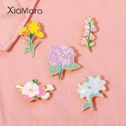Épingles à fleur en émail 5 styles broches colorées de lys de la vallée sur vêtements sacs à dos