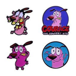 Broche en émail rose pour chien jolie broche de dessin animé cadeau de Courage