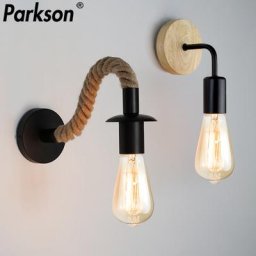 Applique murale Vintage en bois corde de chanvre lampe murale E27 110V 220V applique
