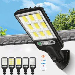 Lampes solaires d'extérieur à LED avec détecteur de mouvement lampadaire 3 modes d'éclairage COB