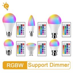 Ampoule de budgétaire LED RGB E14 GU10 B22 AC120 AC 220V 6W 10W télécommande IR lampe LED