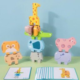 Bateau d'équilibre empilé Montessori blocs de jeu 3D animaux de dessin animé colorés jouets en