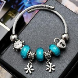 Bracelet à breloques en argent pour femme bracelet en cristal fleur perle dégradée convient aux