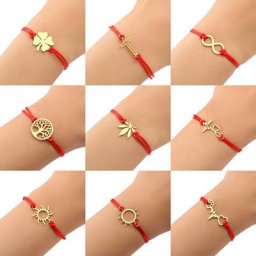 Bracelets porte-bonheur en acier inoxydable pour femmes ULrouge noire bracelet fait à la main