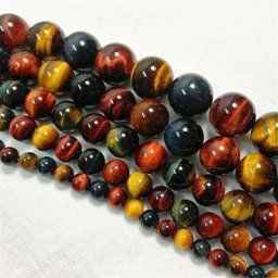 Perle ample en oeil de tigre multicolore pour la fabrication de bijoux accessoires de Bracelet