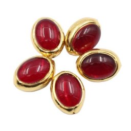 APDGG – perles de forme ovale en cristal rouge 24K plaqué or 5 pièces pour collier boucles