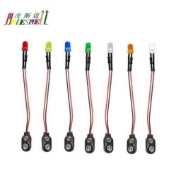 LED à clipser 100x5mm 9V DC ronde diffusée/transparente pré-câblé rouge jaune bleu vert