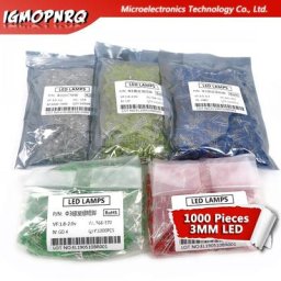Diodes LED électroluminescentes bleu vert rouge jaune blanc 3mm 1000 pièces