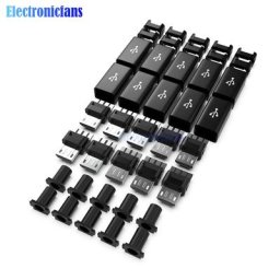 Kit de connecteurs de prise micro USB mâle avec couvercles noirs bricolage électronique 10 pièces