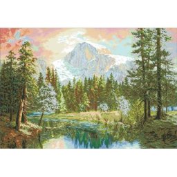 Kit de point de croix compté en or de qualité supérieure Collection d'or paysage de montagne et de