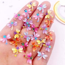 Libellule à paillettes en résine Mini cristal mignon coloré Nail Art Flatback strass