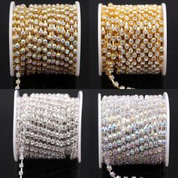 Ensemble de Chaîne pour la Décoration Artistique en Strass en Cristal Pailleté Rouleau de 1/10