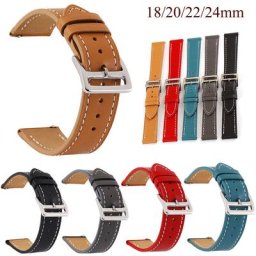 Bracelet de montre en cuir véritable pour hommes et femmes structure en acier inoxydable bracelet