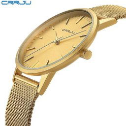 CRRJU – montre à Quartz pour hommes Ultra mince de luxe de marque supérieure dorée Simple