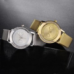 Montre avec cristal pour femmes bracelet en maille en Strass accessoire de luxe automne 2021