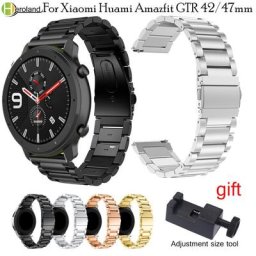 Bracelet de montre 20/22mm en acier inoxydable pour Huami Amazfit GTR 47mm/42mm/Amazfit Stratos
