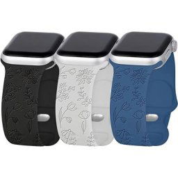 Bracelets de sport en silicone pour Apple Watch fleur gravée bohème bracelet de montre coloré