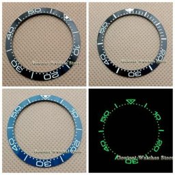 Insert de Lunette en Céramique Super Lumineuse Anneau de 38mm Bleu/Noir Pièces de Montre Adaptées
