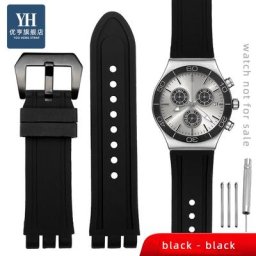 Bracelet de montre en caoutchouc pour hommes et femmes en Silicone noir 23mm collection 100