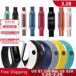 Bracelet de rechange en Nylon pour Xiaomi Mi band 7 6 5 4 3 en Silicone souple coloré