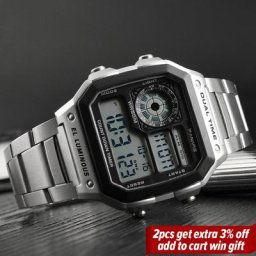 Montre de Sport numérique en acier inoxydable pour homme étanche 5 bars