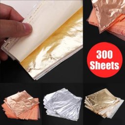 Feuille d'or + argent + cuivre 14x14cm 300 feuilles Imitation artisanale de dorure de feuilles