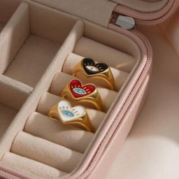 Bague vintage en acier inoxydable plaqué or 18 carats pour femme matiques coeur mauvais œil bijoux