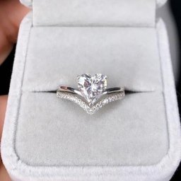Bagues Délicates en Forme de Cœur de Charbon pour Femme Ensemble de Bijoux de Fiançailles et de