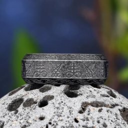Bagues gothiques en acier inoxydable pour hommes et femmes bijoux païens Lucifer sceau du qatar