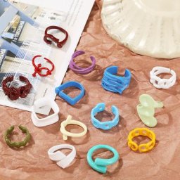 Bague Géométrique Peinte à la Main en Forme de Carillon Bijou Ouvert Irrégulier Multicolore pour